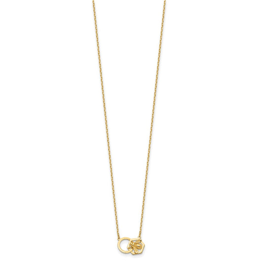 14K Polished Bee and Circle 17.5 inch Necklace