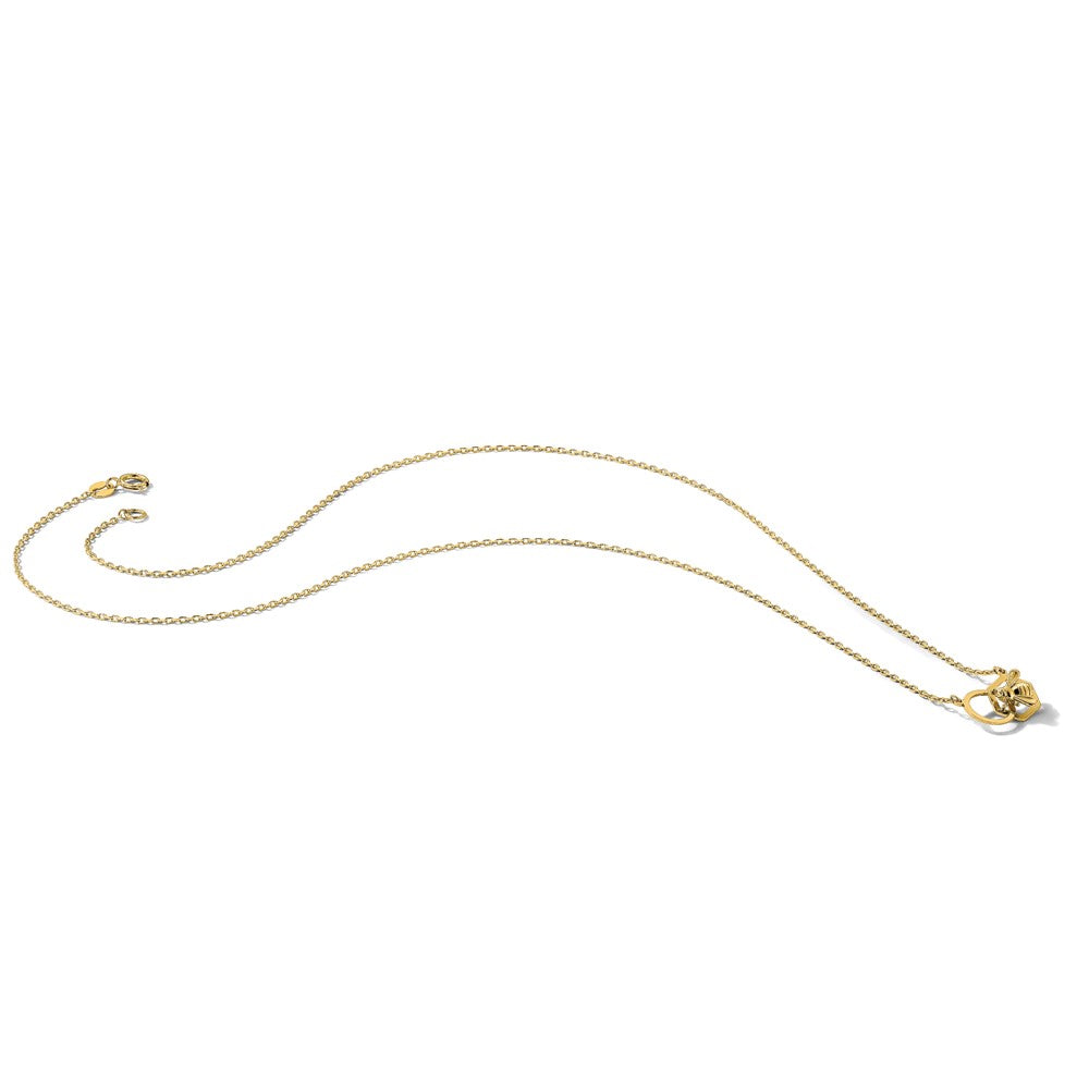 14K Polished Bee and Circle 17.5 inch Necklace