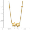 14K Polished Double Star with Diamond-cut Beads 16 inch Necklace Plus 2 inch Extender
