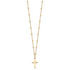 14K Mirror Beaded Chain with Polished Cross Pendant 16.25 inch Necklace Plus 2 inch Extender