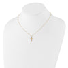 14K Mirror Beaded Chain with Polished Cross Pendant 16.25 inch Necklace Plus 2 inch Extender