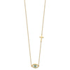 14K Polished Blue CZ Evil Eye and Cross 18 inch Necklace Plus 2 inch Extender