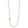 14K Polished Miraculous Medal and Cross Beaded Rosary Design 16.5 inch Necklace