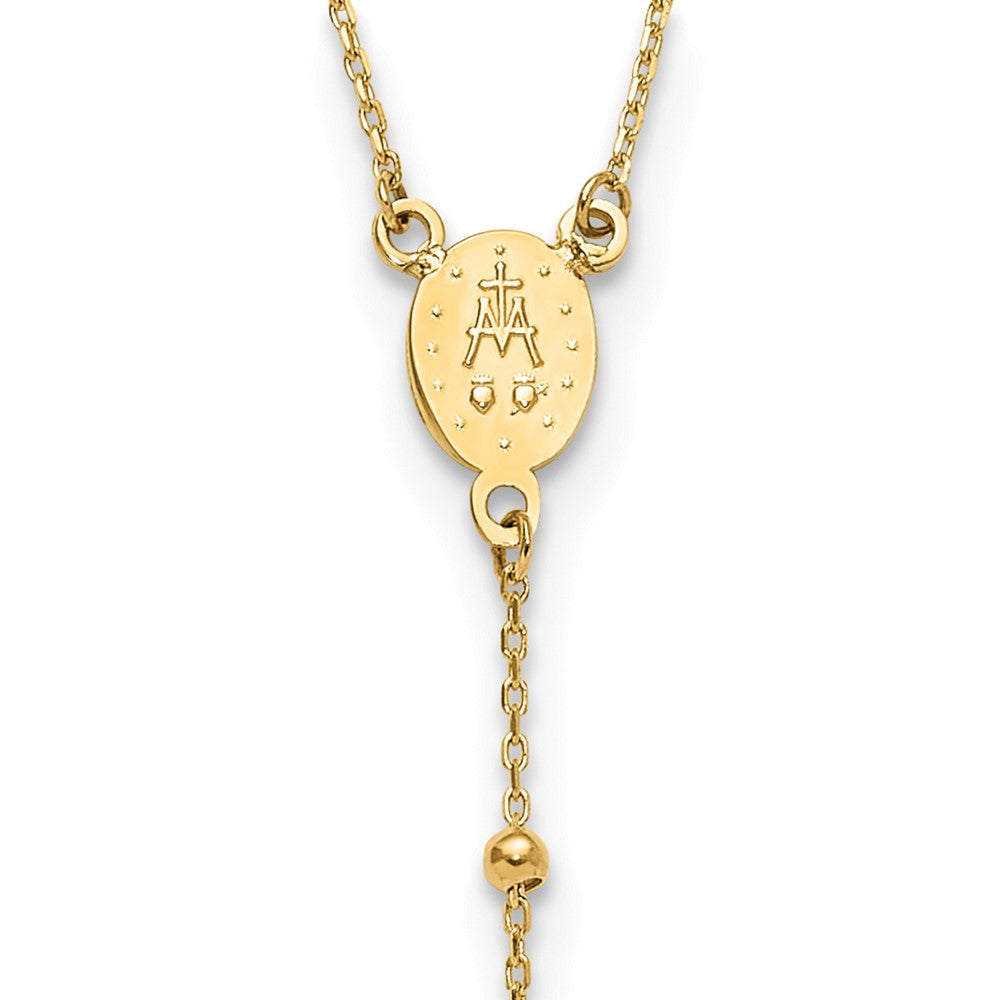 14K Polished Cross and Miraculous Medal Beaded 24.5 inch Rosary