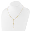 14K Polished Miraculous Medal and Cross Rosary Design 17.75 inch Y-Drop Necklace