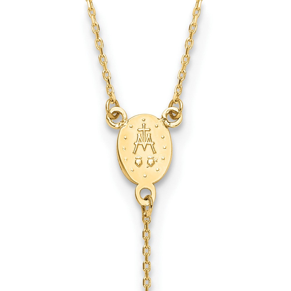 14K Polished Miraculous Medal and Cross Rosary Design 17.75 inch Y-Drop Necklace