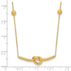 14K Polished Knotted Bar Pendant and Beads 16 inch Necklace Plus 2 inch Extender