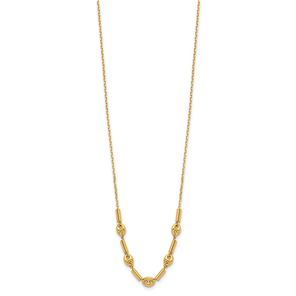 14K Polished Fancy Link Beaded Necklace
