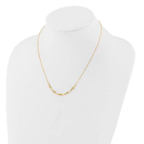 14K Polished Fancy Link Beaded Necklace