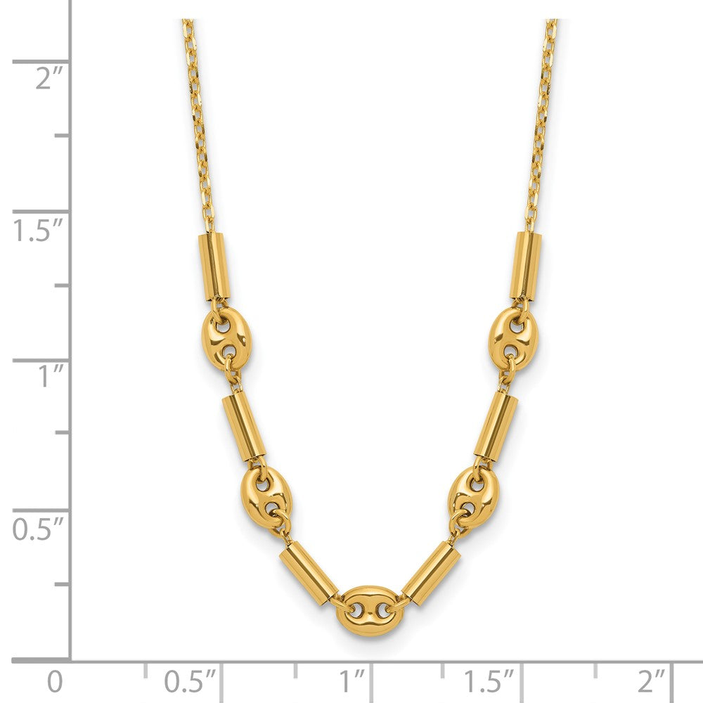 14K Polished Fancy Link Beaded Necklace