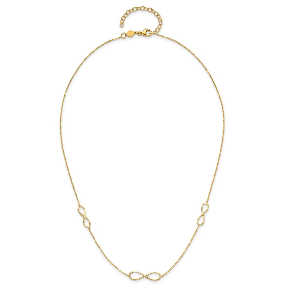 14K Polished Infinity Symbol 16 inch 3-Station Necklace Plus 2 inch Extender