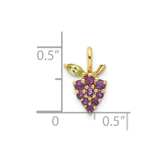14K Amethyst and Peridot Grapes Pendant