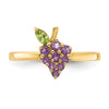 14K Amethyst and Peridot Grapes Size 7 Ring