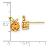 14K Round Citrine and Peridot Orange Post Earrings
