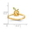 14K Round Citrine and Peridot Orange Size 7 Ring