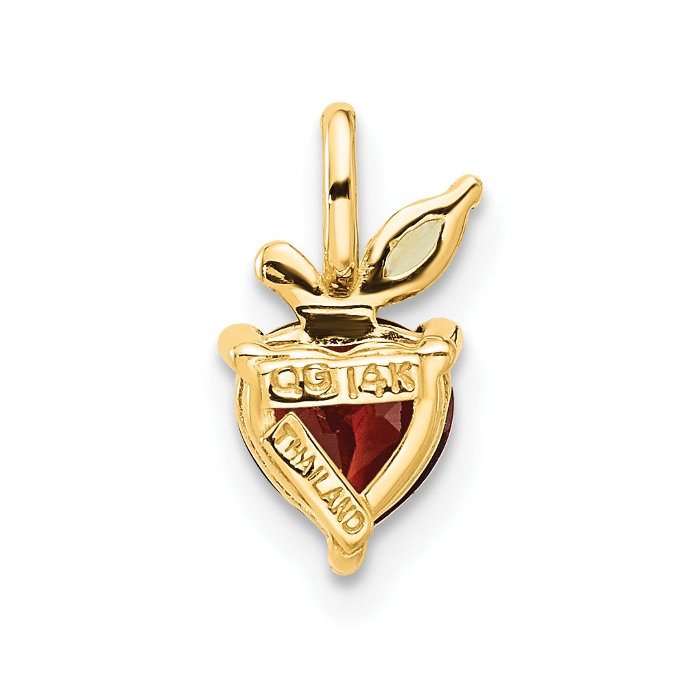 14K Heart-shaped Garnet and Peridot Apple Pendant