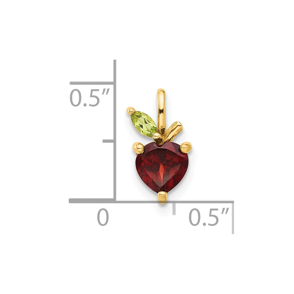 14K Heart-shaped Garnet and Peridot Apple Pendant