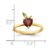 14K Heart-shaped Garnet and Peridot Apple Size 7 Ring