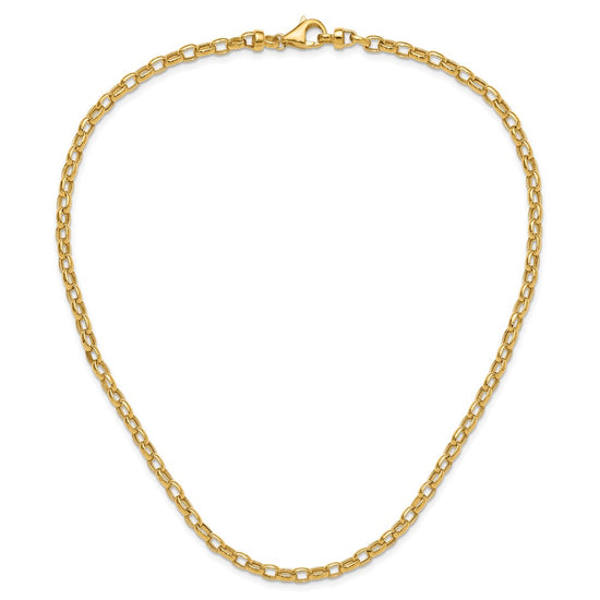 14k Polished 4.5mm Fancy Oval Link 18 inch Necklace