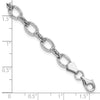 14k White Gold Polished Diamond-cut 7mm Fancy Link 7 inch Bracelet