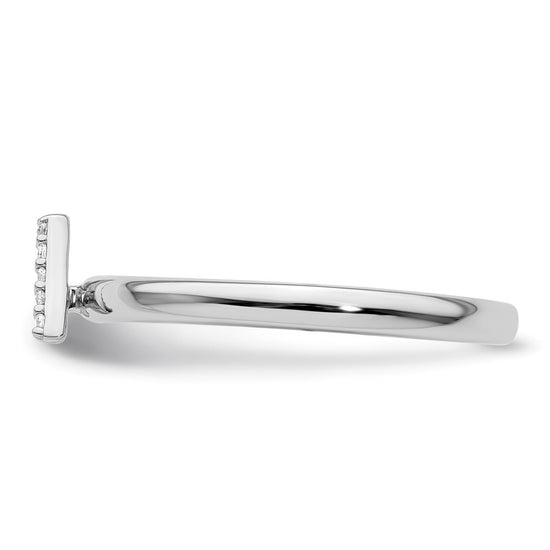 Stackable Diamond Initial Rings — 14k White Gold