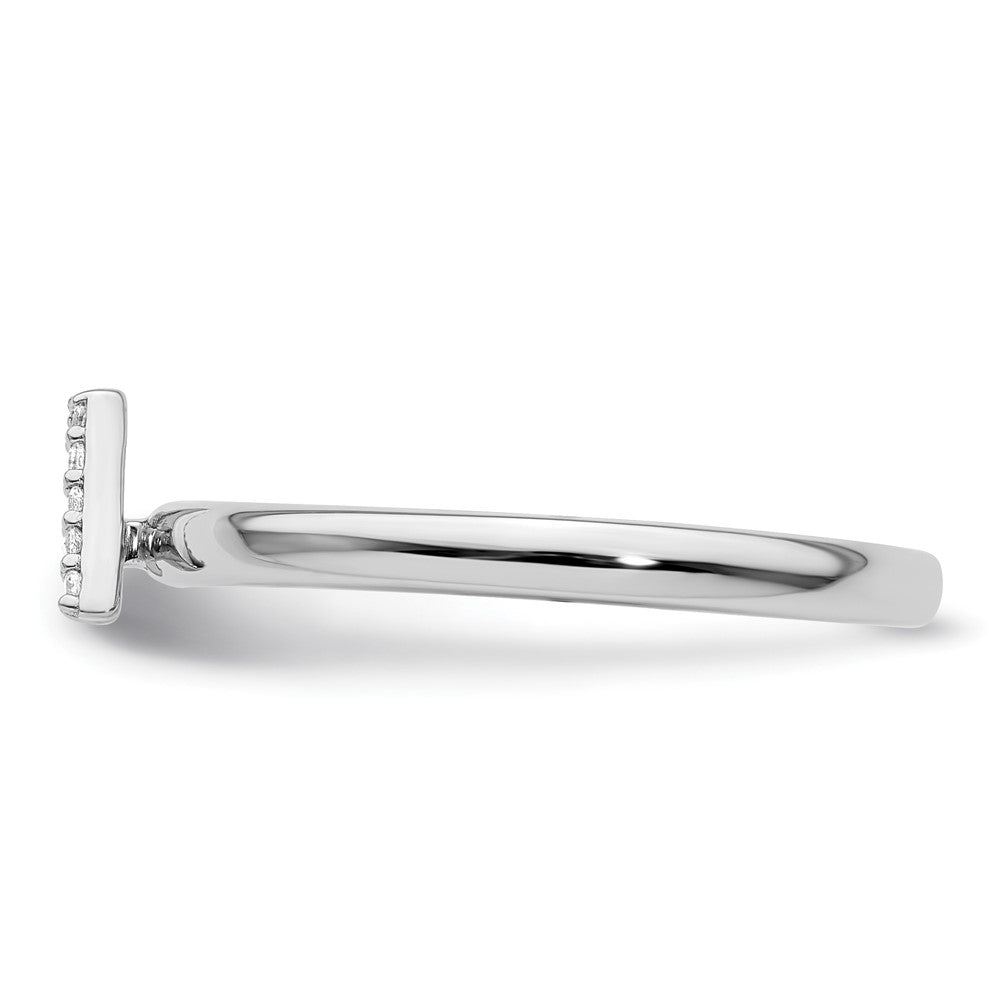 Stackable Diamond Initial Rings — 14k White Gold
