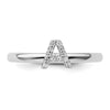 Stackable Diamond Initial Rings — 14k White Gold