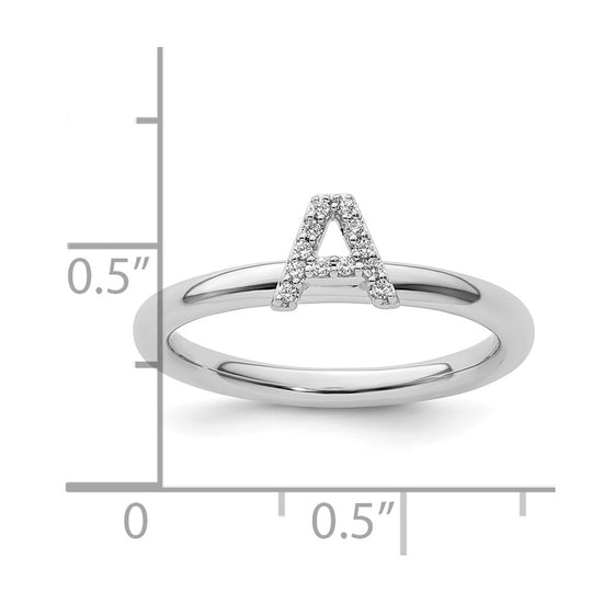 Stackable Diamond Initial Rings — 14k White Gold