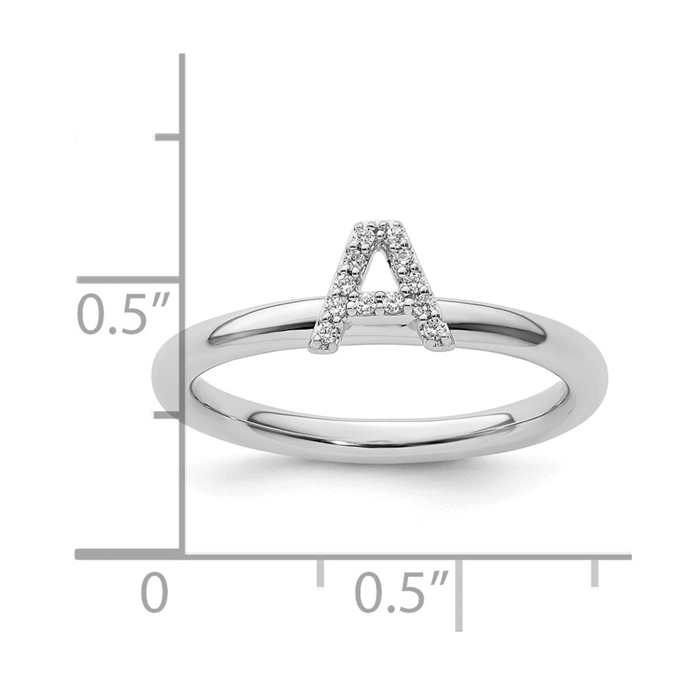 Stackable Diamond Initial Rings — 14k White Gold
