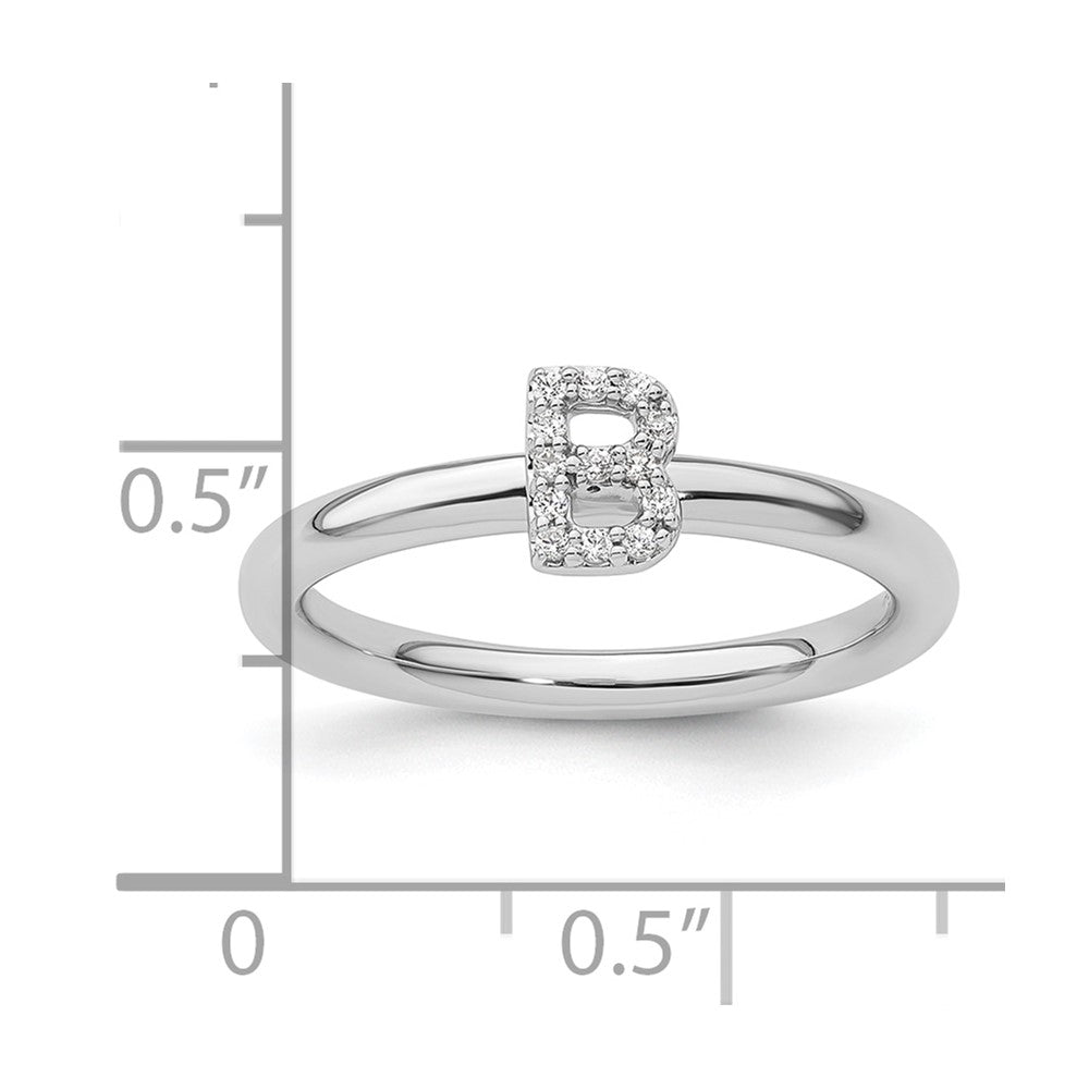 Stackable Diamond Initial Rings — 14k White Gold