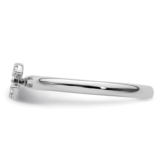 Stackable Diamond Initial Rings — 14k White Gold