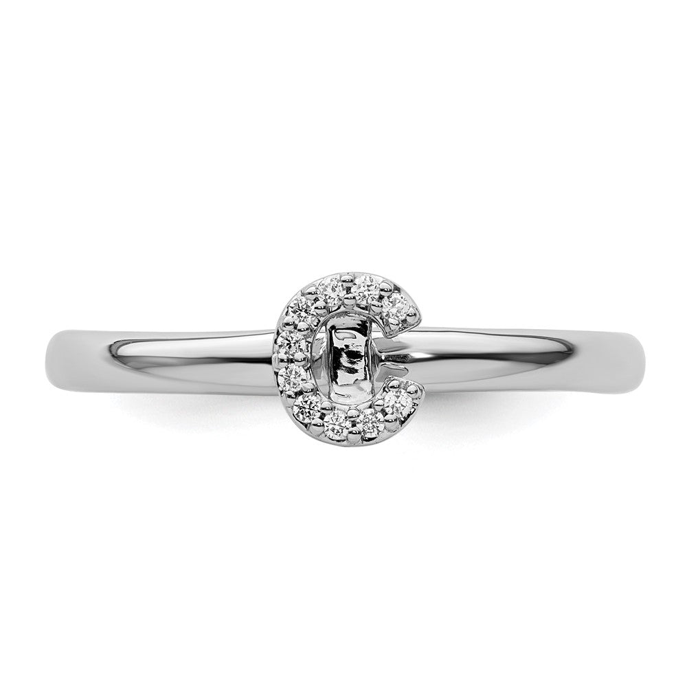 Stackable Diamond Initial Rings — 14k White Gold
