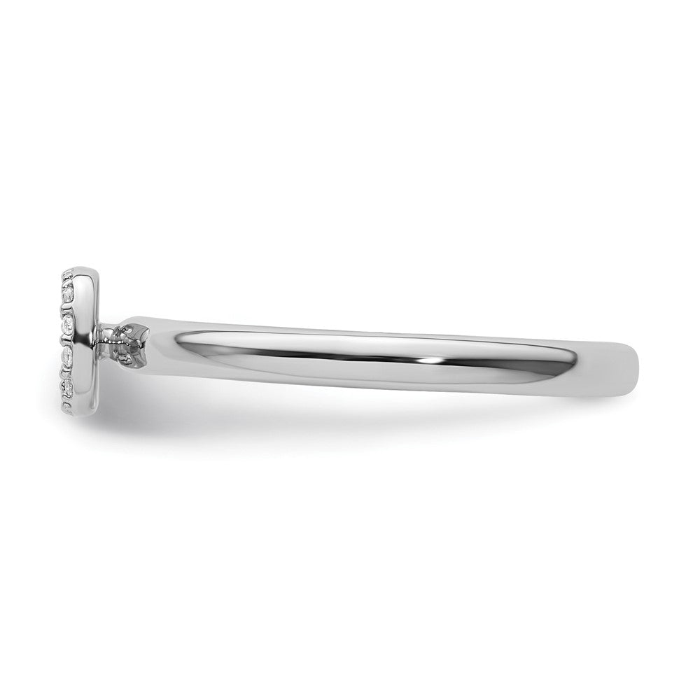 Stackable Diamond Initial Rings — 14k White Gold