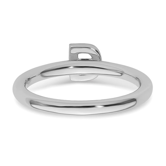 Stackable Diamond Initial Rings — 14k White Gold