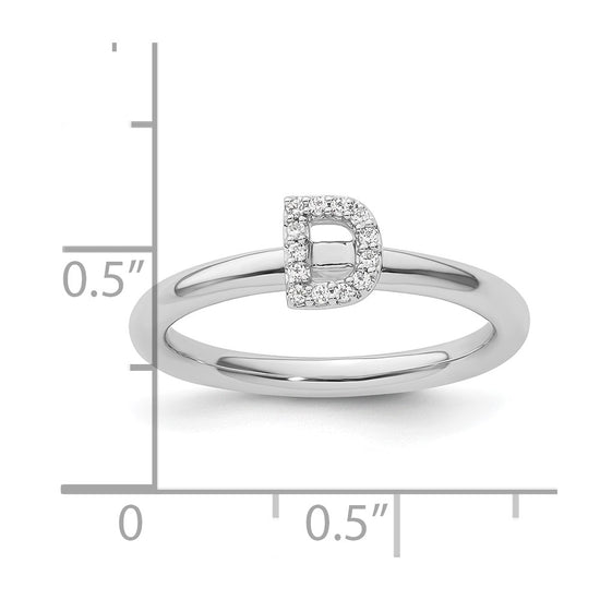 Stackable Diamond Initial Rings — 14k White Gold