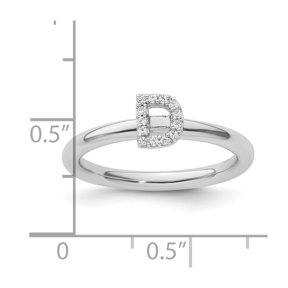 Stackable Diamond Initial Rings — 14k White Gold