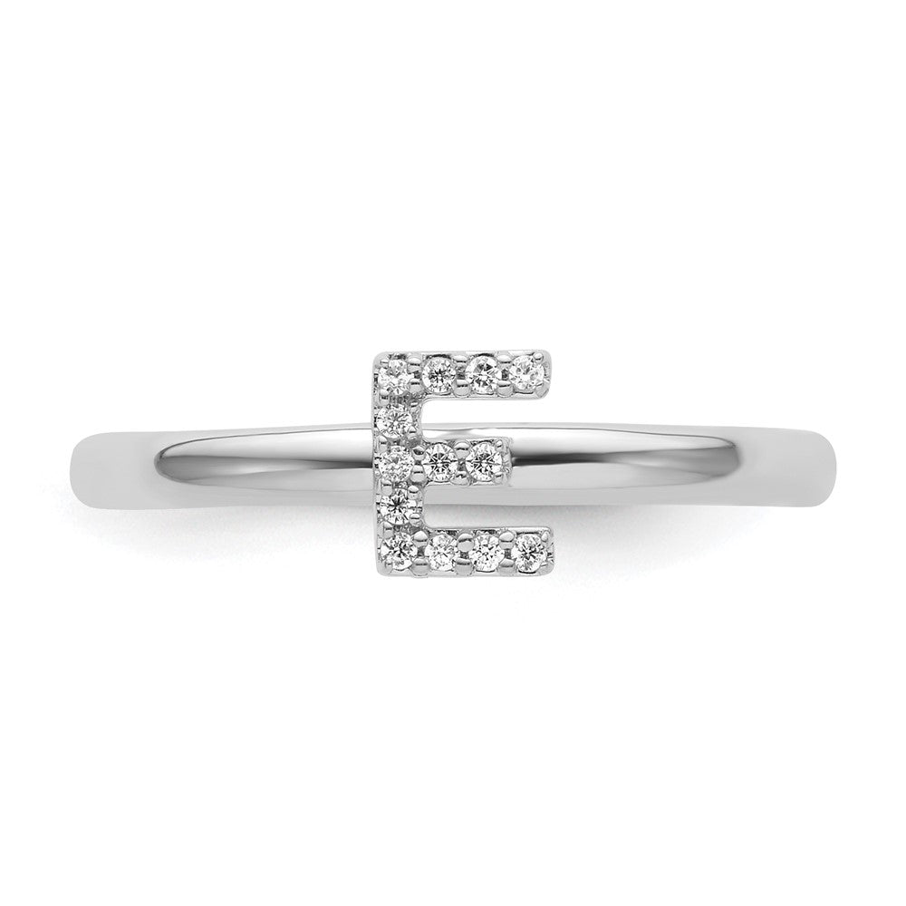 Stackable Diamond Initial Rings — 14k White Gold