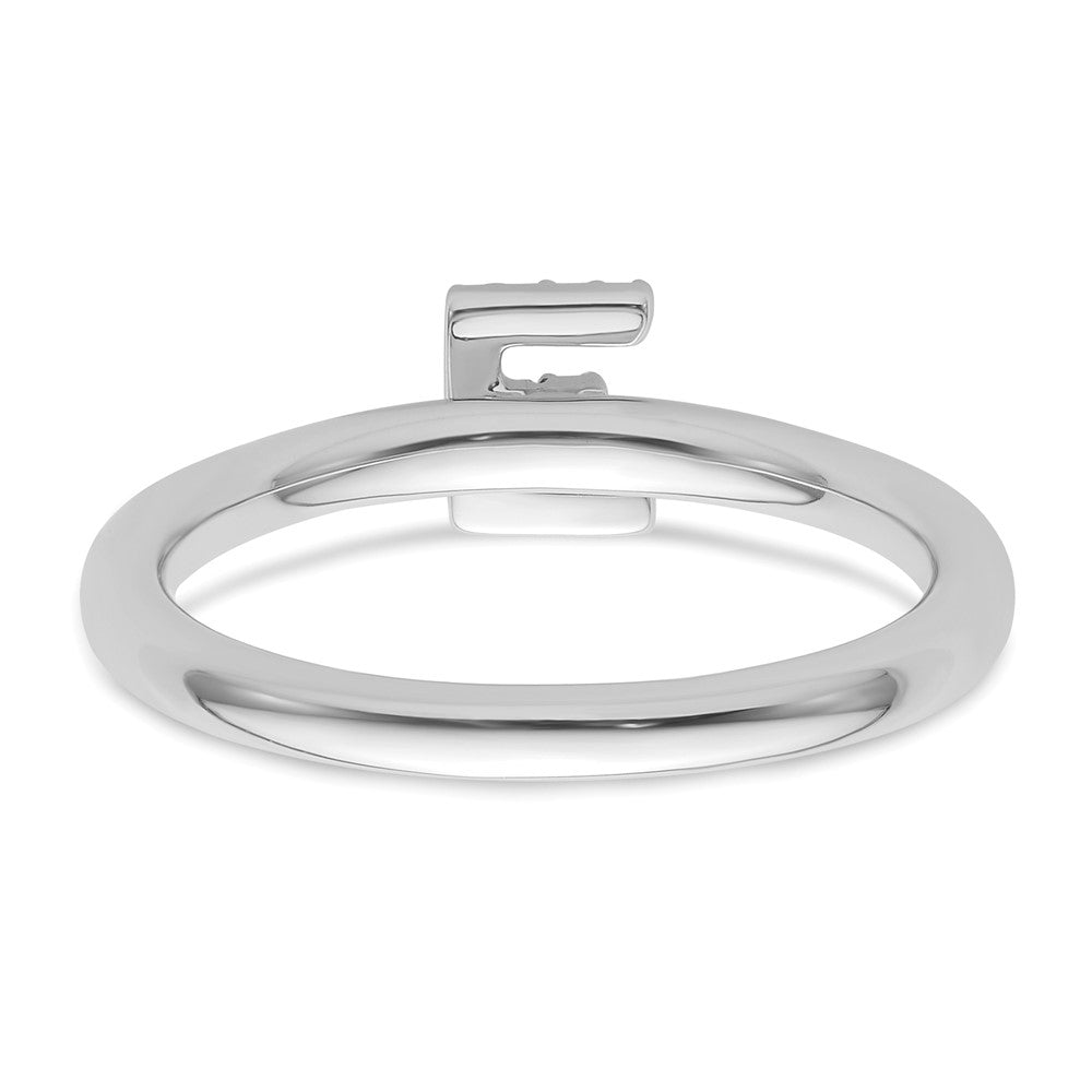 Stackable Diamond Initial Rings — 14k White Gold