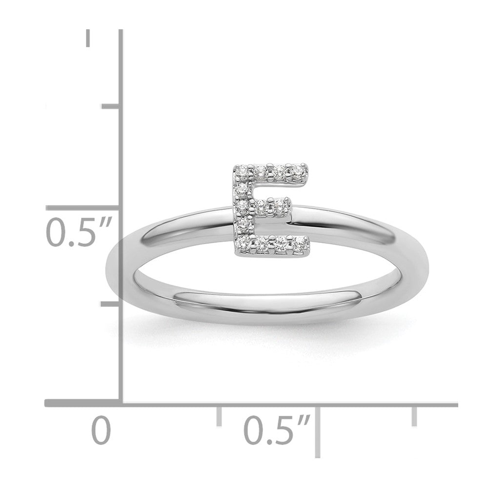 Stackable Diamond Initial Rings — 14k White Gold