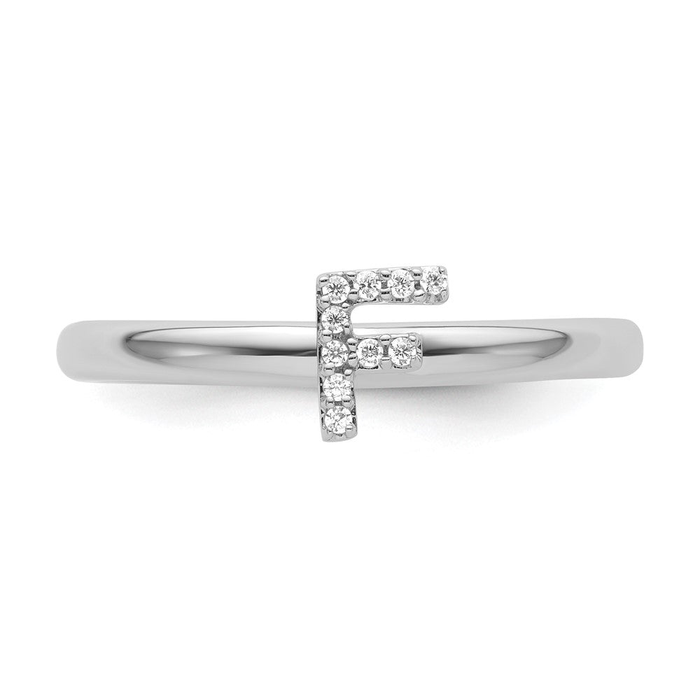 Stackable Diamond Initial Rings — 14k White Gold