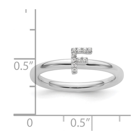 Stackable Diamond Initial Rings — 14k White Gold