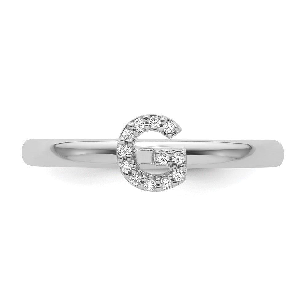 Stackable Diamond Initial Rings — 14k White Gold