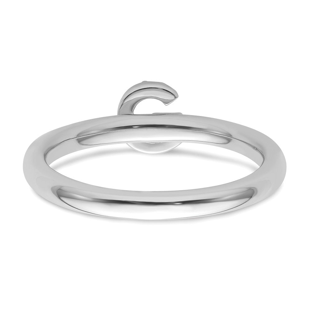 Stackable Diamond Initial Rings — 14k White Gold