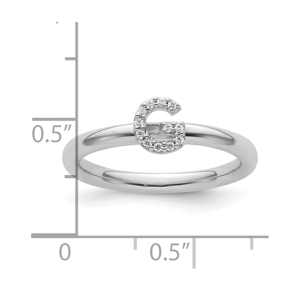 Stackable Diamond Initial Rings — 14k White Gold