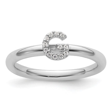 Stackable Diamond Initial Rings — 14k White Gold