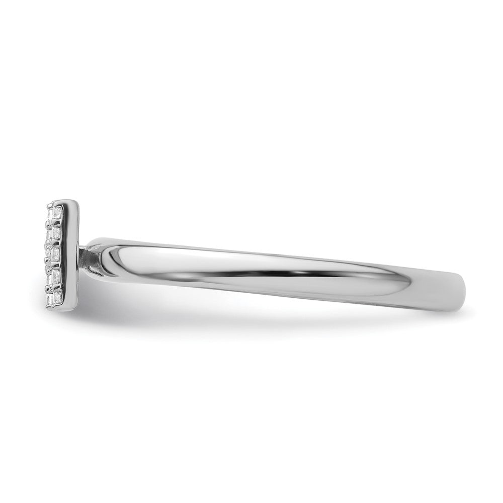 Stackable Diamond Initial Rings — 14k White Gold