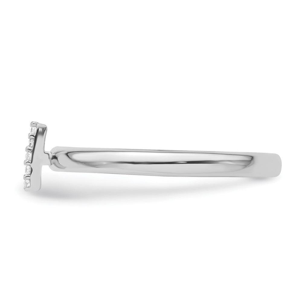 Stackable Diamond Initial Rings — 14k White Gold