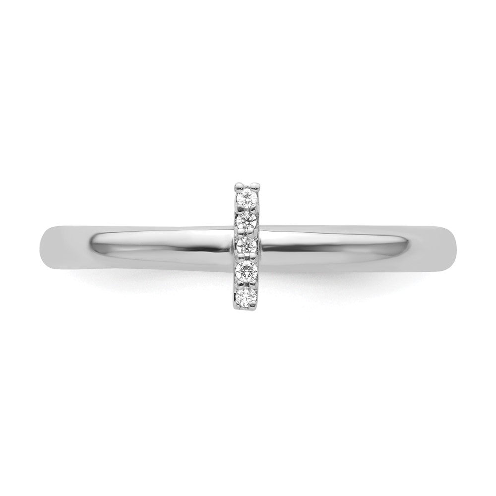 Stackable Diamond Initial Rings — 14k White Gold