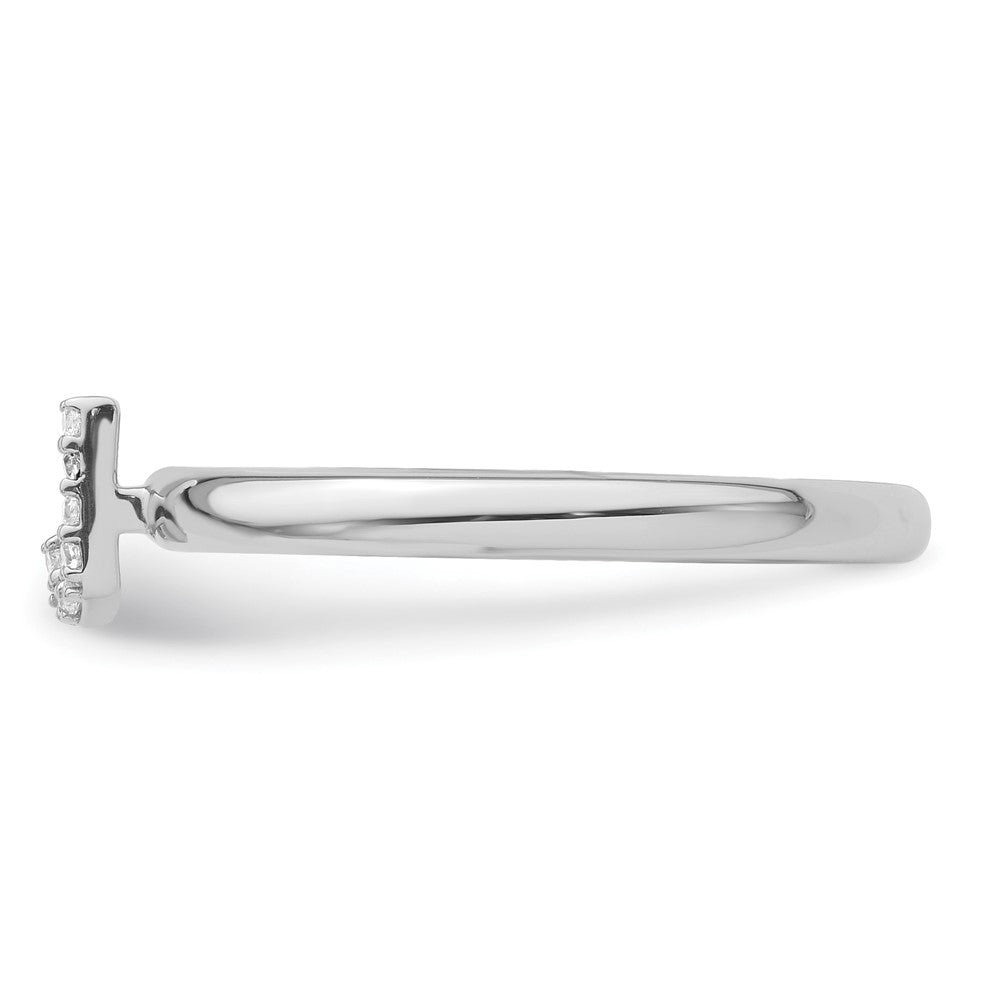 Stackable Diamond Initial Rings — 14k White Gold
