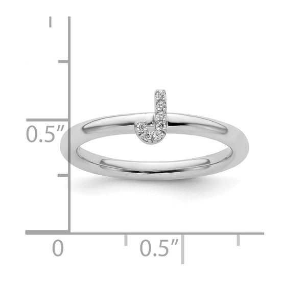Stackable Diamond Initial Rings — 14k White Gold